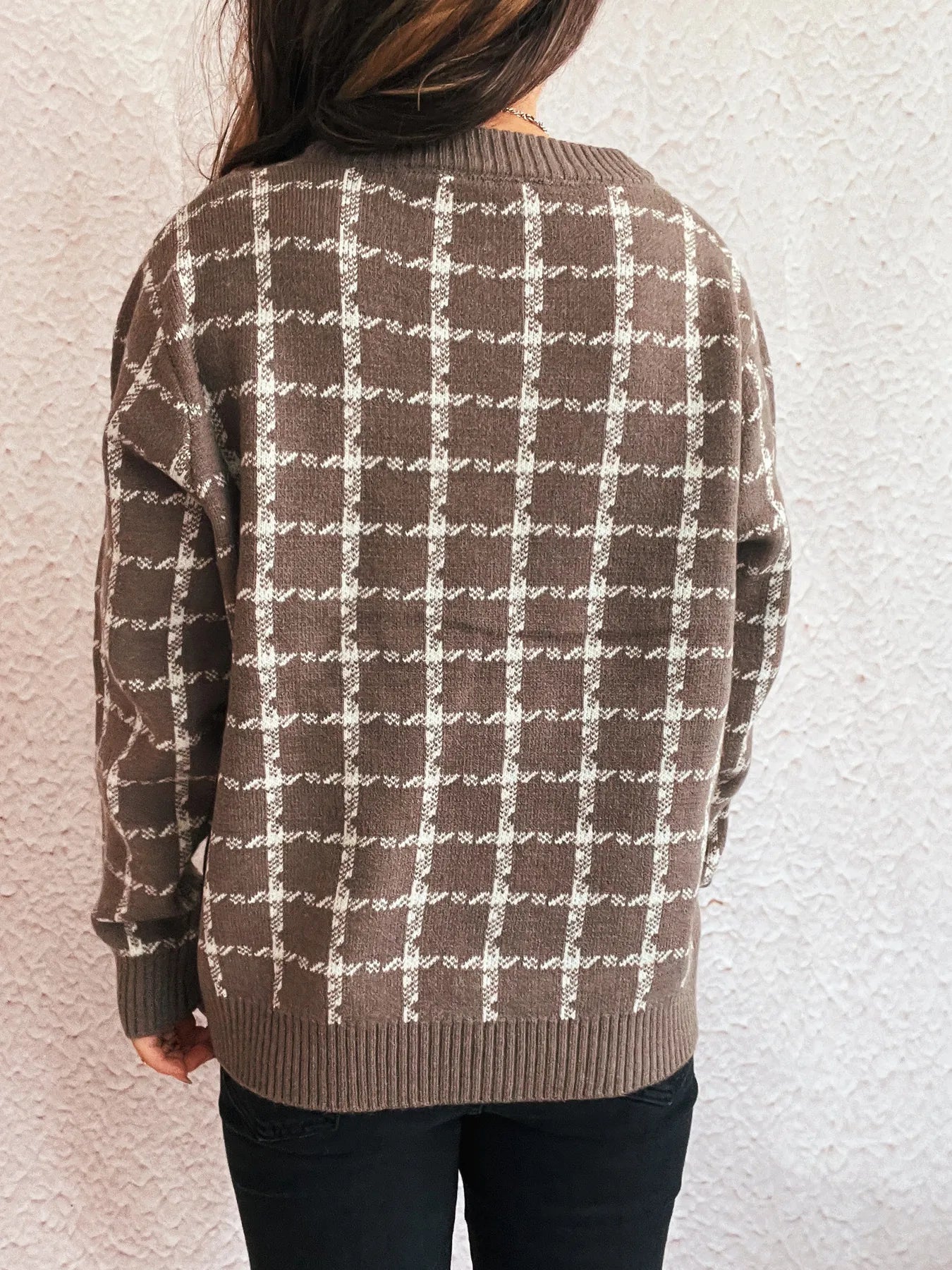 Plaid Pattern Zip Up Cardigan