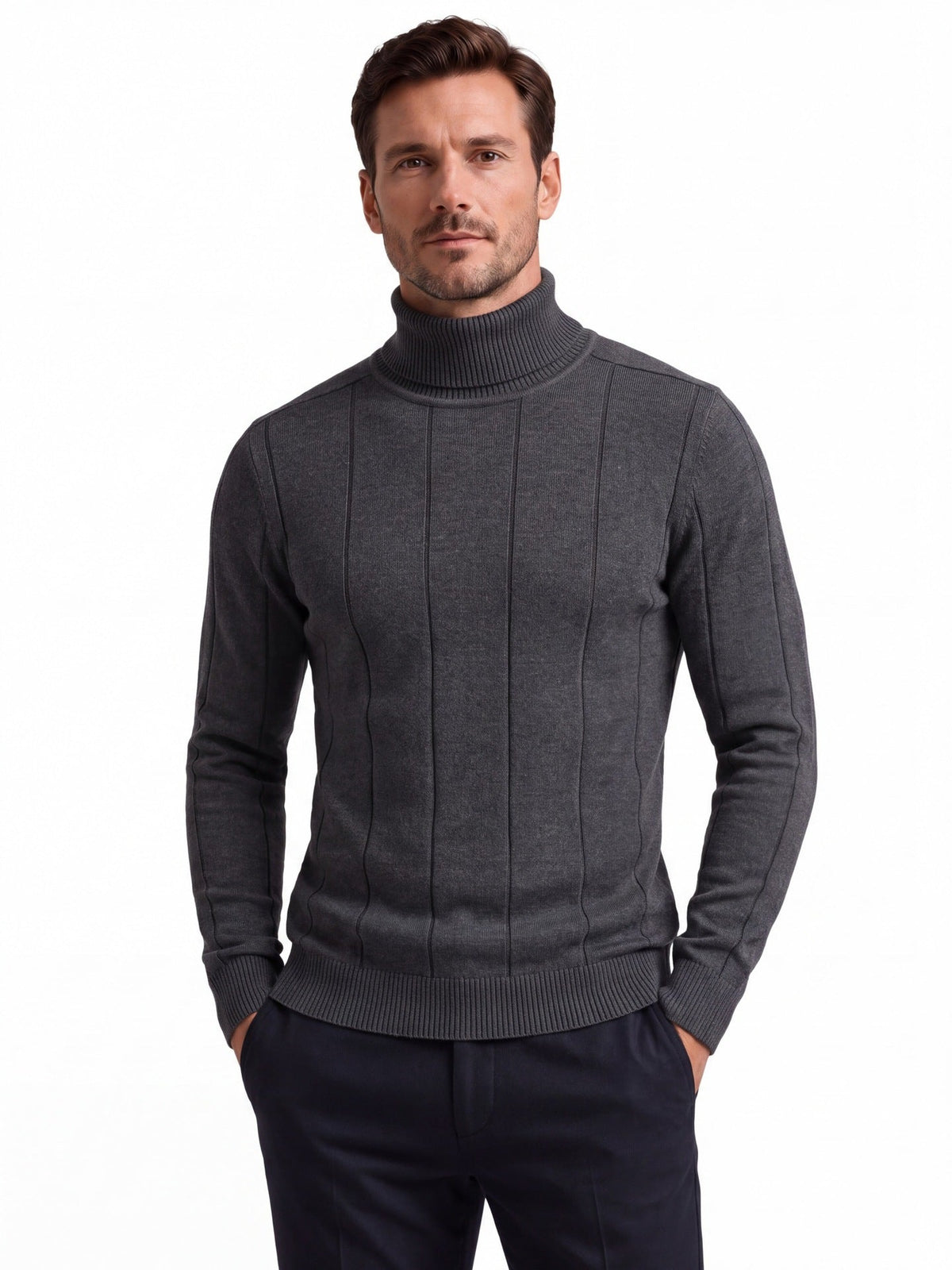 2026 Autumn Winter Cross-Border Trade Thickened Warm Sweater For Men, High Collar Slim Fit Men's Knitwear