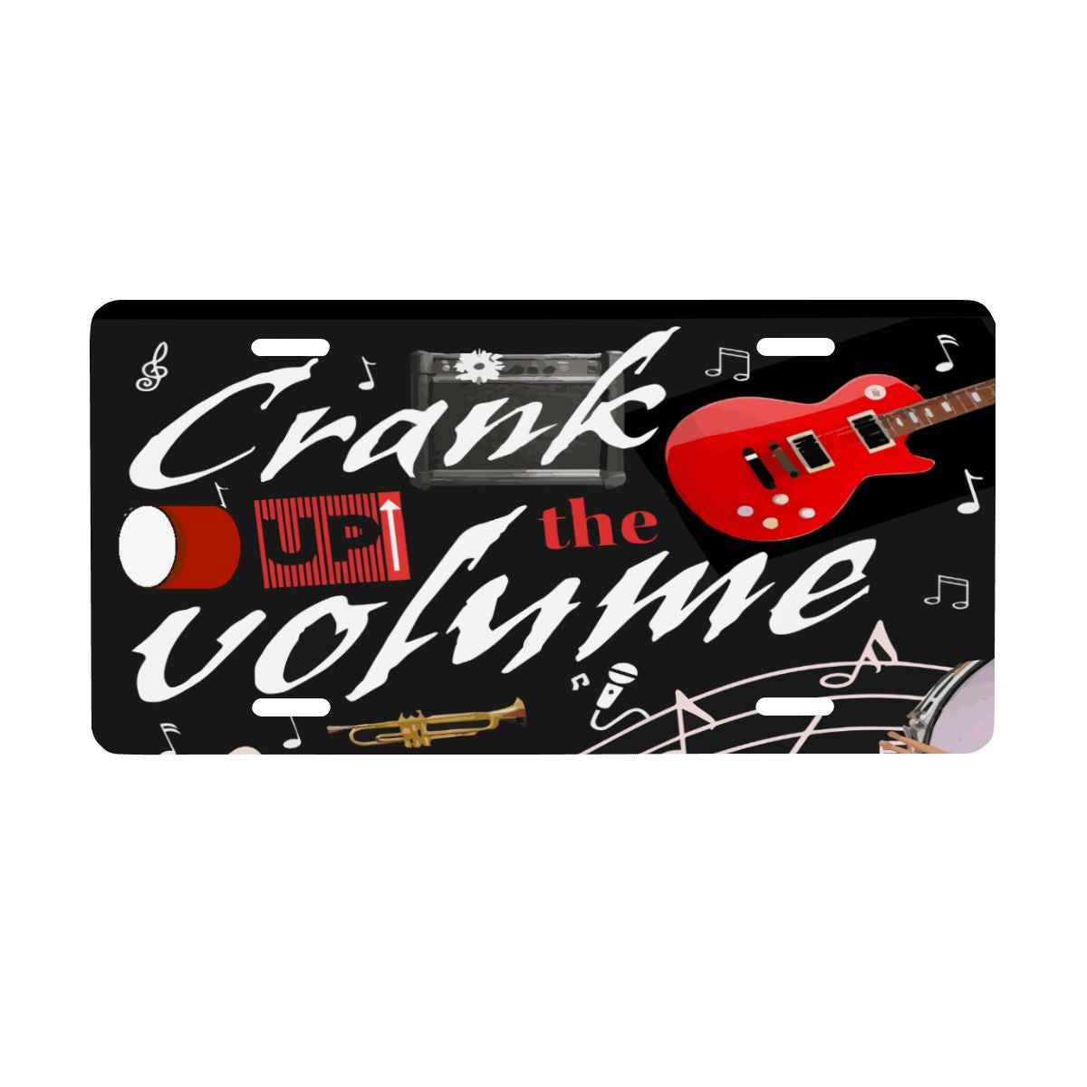 Crank Up the Volume Music Black Aluminum License Plate (Made in USA)