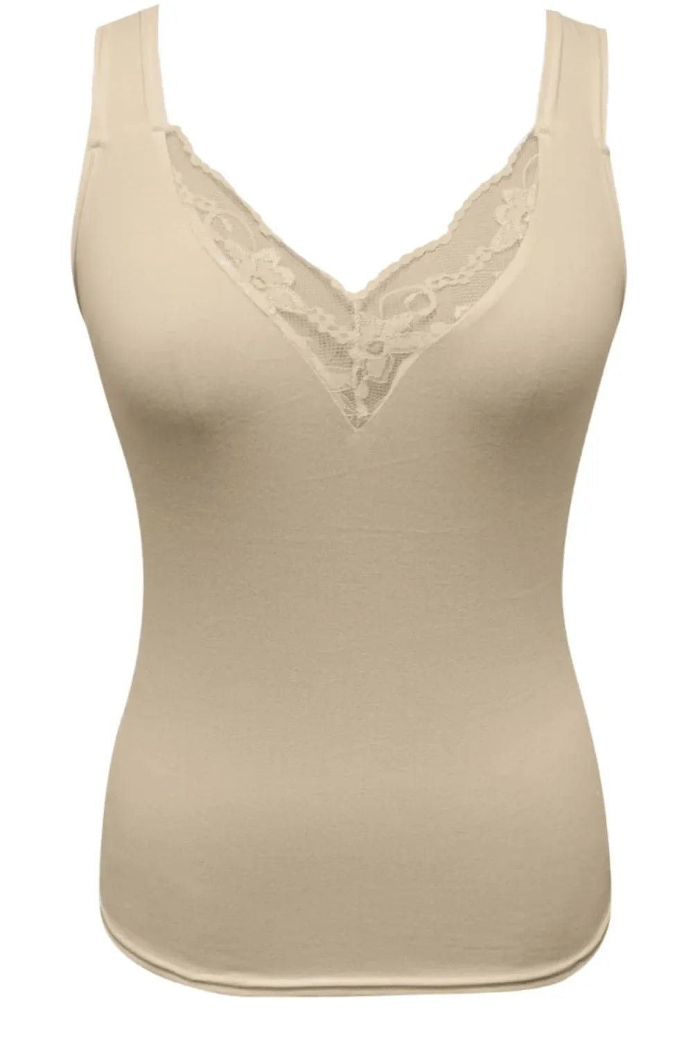 Camiseta de tirantes con cuello de pico y encaje de talla grande