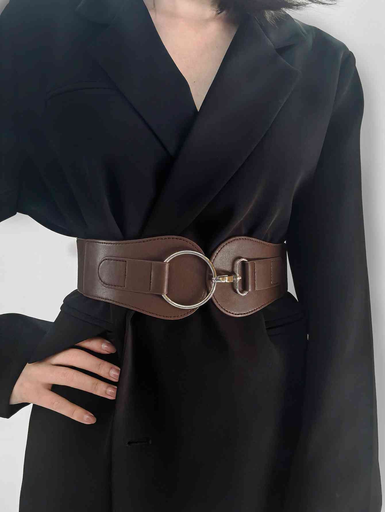 Elegant Fashion PU Elastic Wide Belt – Adjustable Comfort Fit See size chart under “more details”