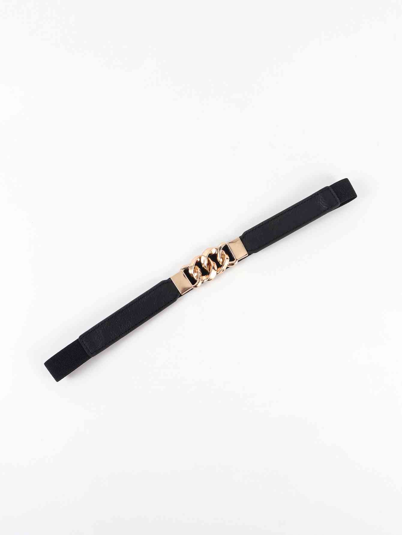 ElegantStyle Zinc Alloy Buckle Elastic PU Belt – Versatile and Stylish Accessory See size chart under “more details”