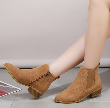 Women's Pointed Suede Elastic Band Boots