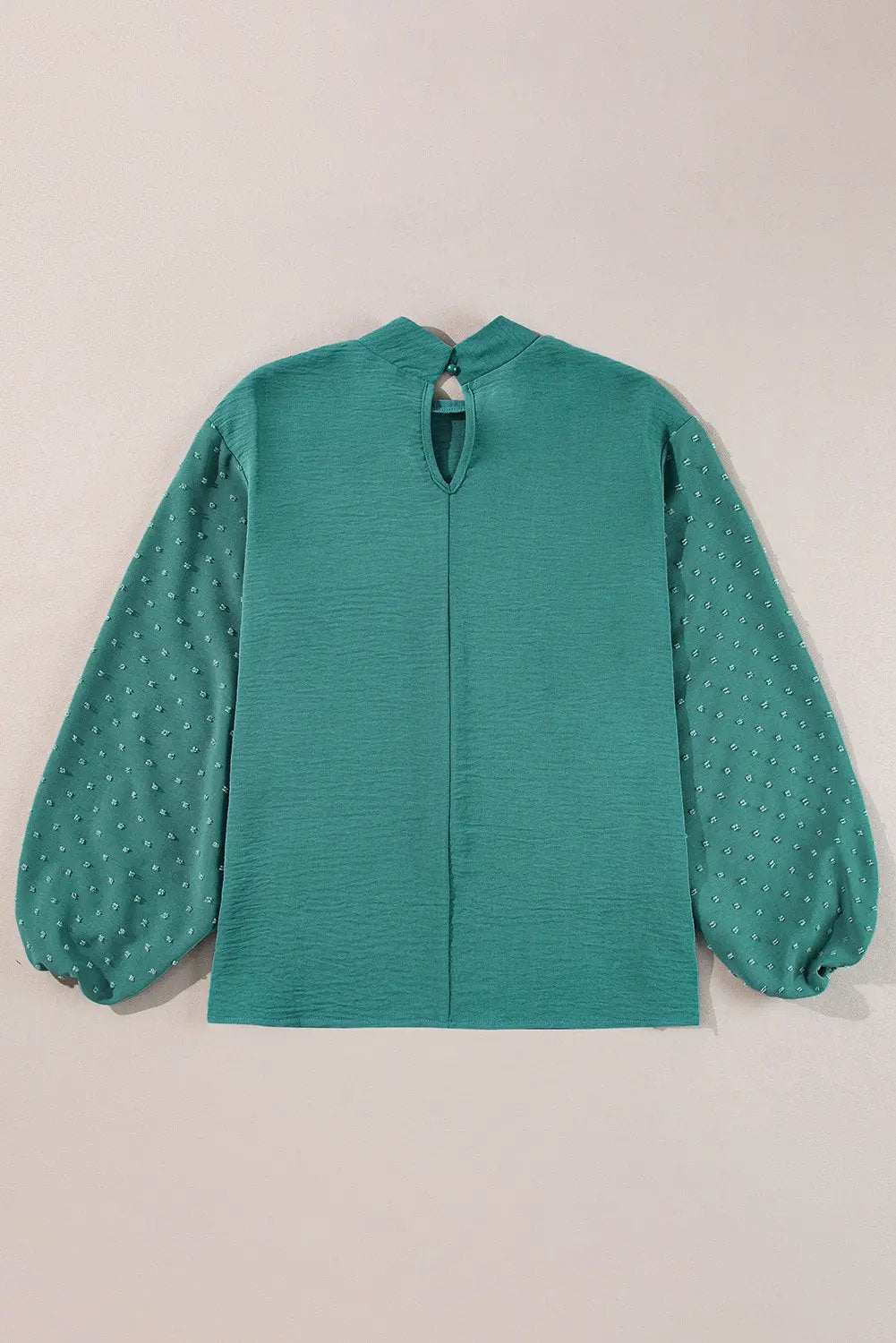 Women's Blouse - Red Swiss Dot Long Sleeve Keyhole - Southern Belle