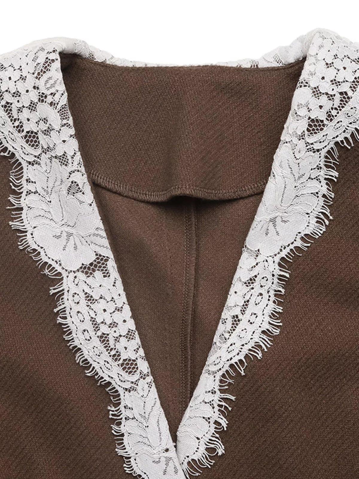 Lace Trim Button Up Blazer
