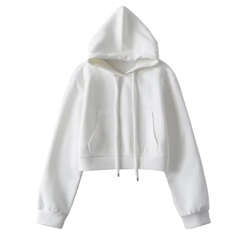 Hooded Cropped Sweatshirt Womens Casual Sports Jacket