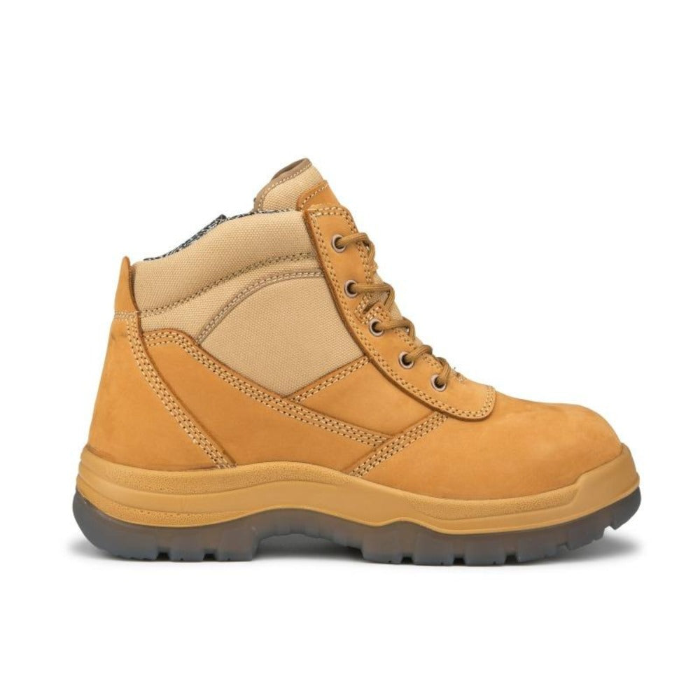 Botas de trabajo de cuero con puntera de acero y cremallera lateral de 6 pulgadas ROCKROOSTER Cortez Tan AK050