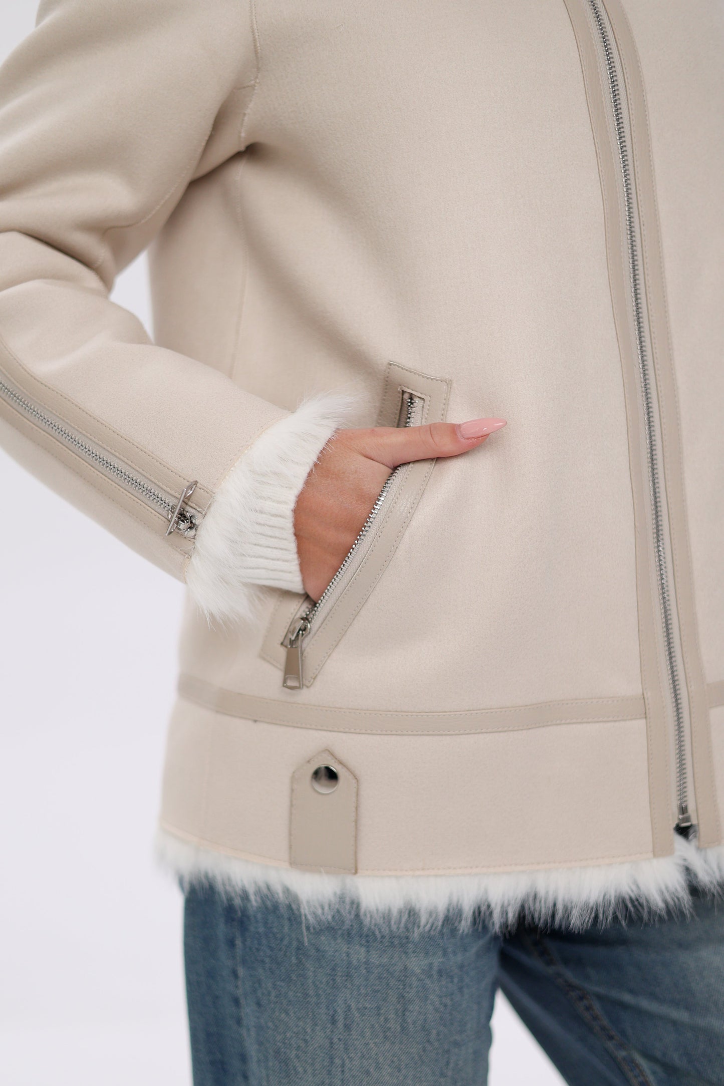 ⇆ Chaqueta Reversible con Capucha de Mezcla de Lana