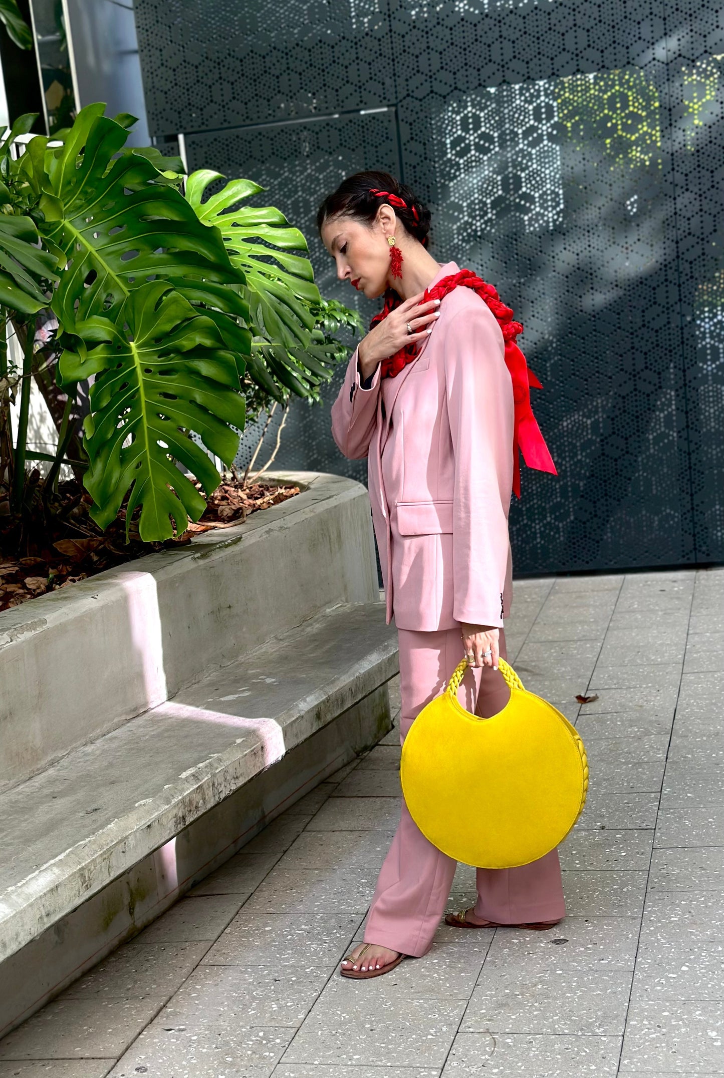 Bolso Sol en ante/piel napa amarillo