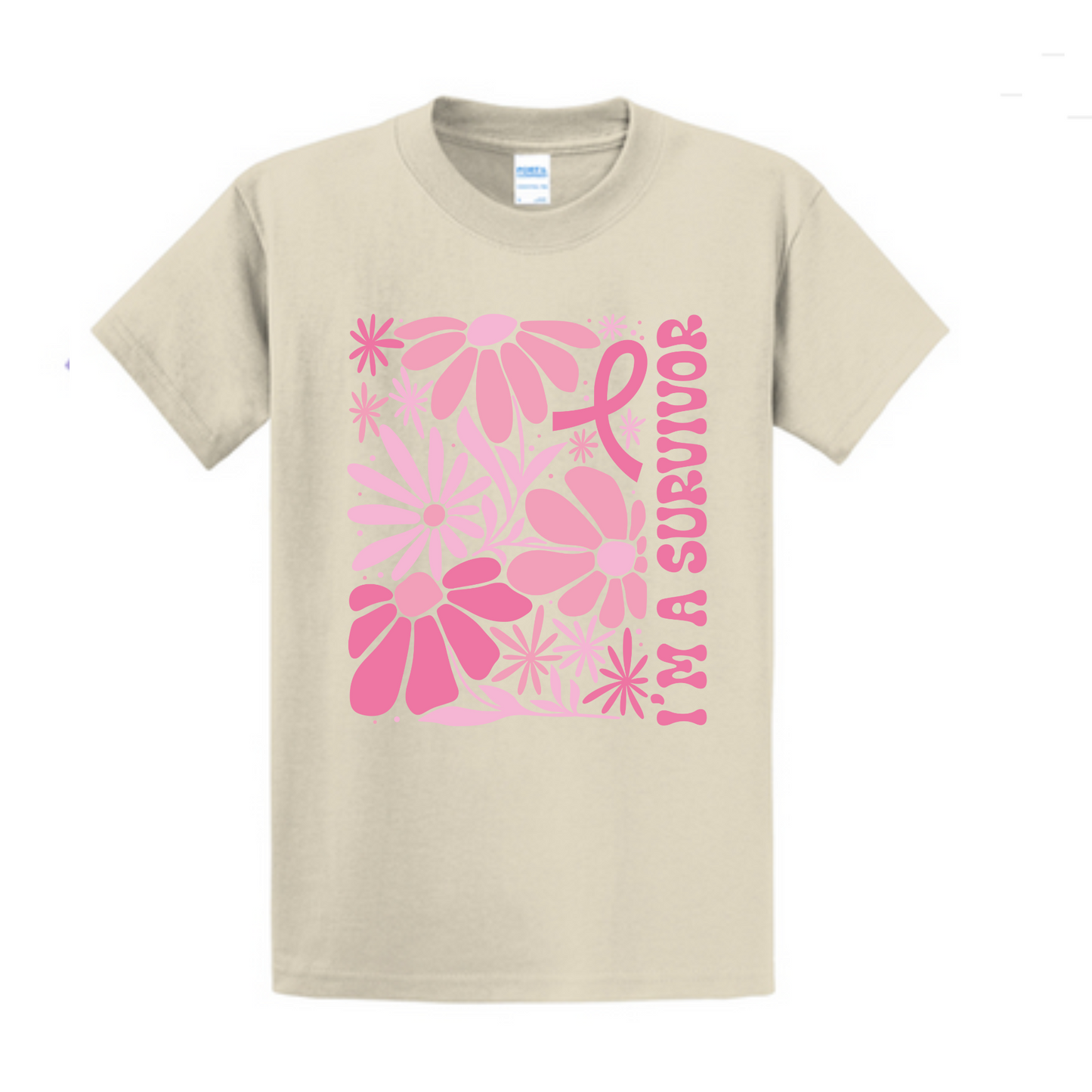 I'm a survivor Breast Cancer Awareness Fundraiser Tshirt PC61 Port & Co™ Essential Tee PUBLIC