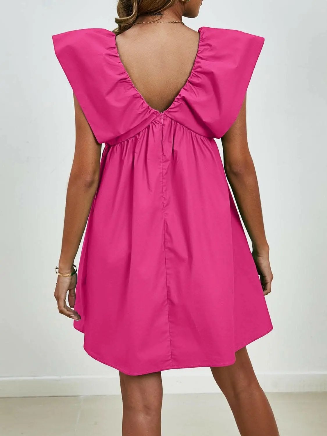 Dresses Trendsi V-neck cap sleeve mini dress