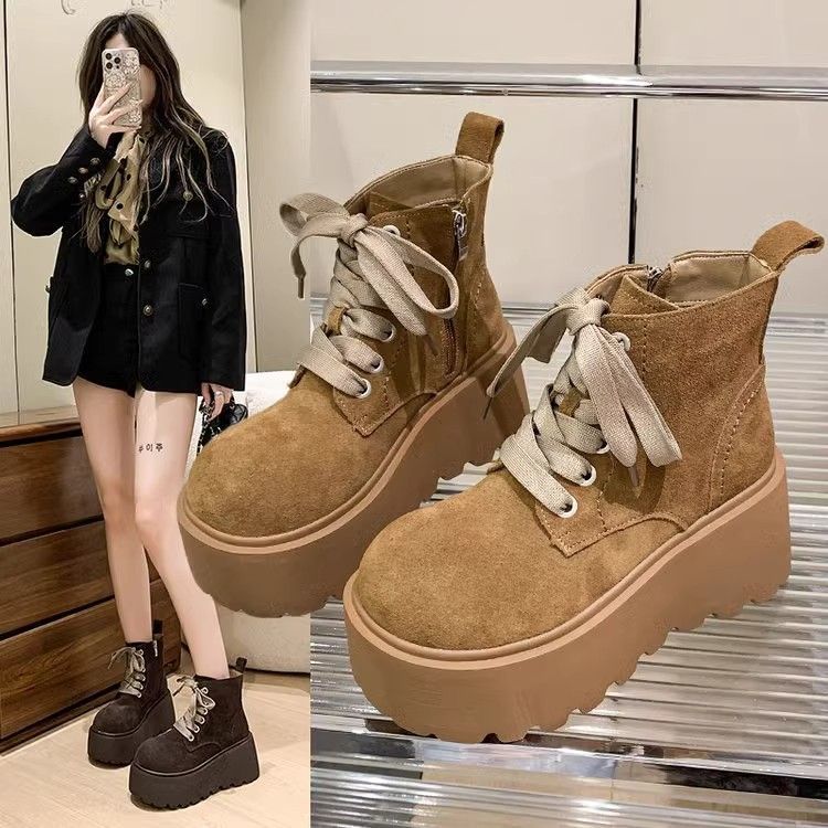 Botines de Mujer con Suela Gruesa y Cordones – Estilo Vintage