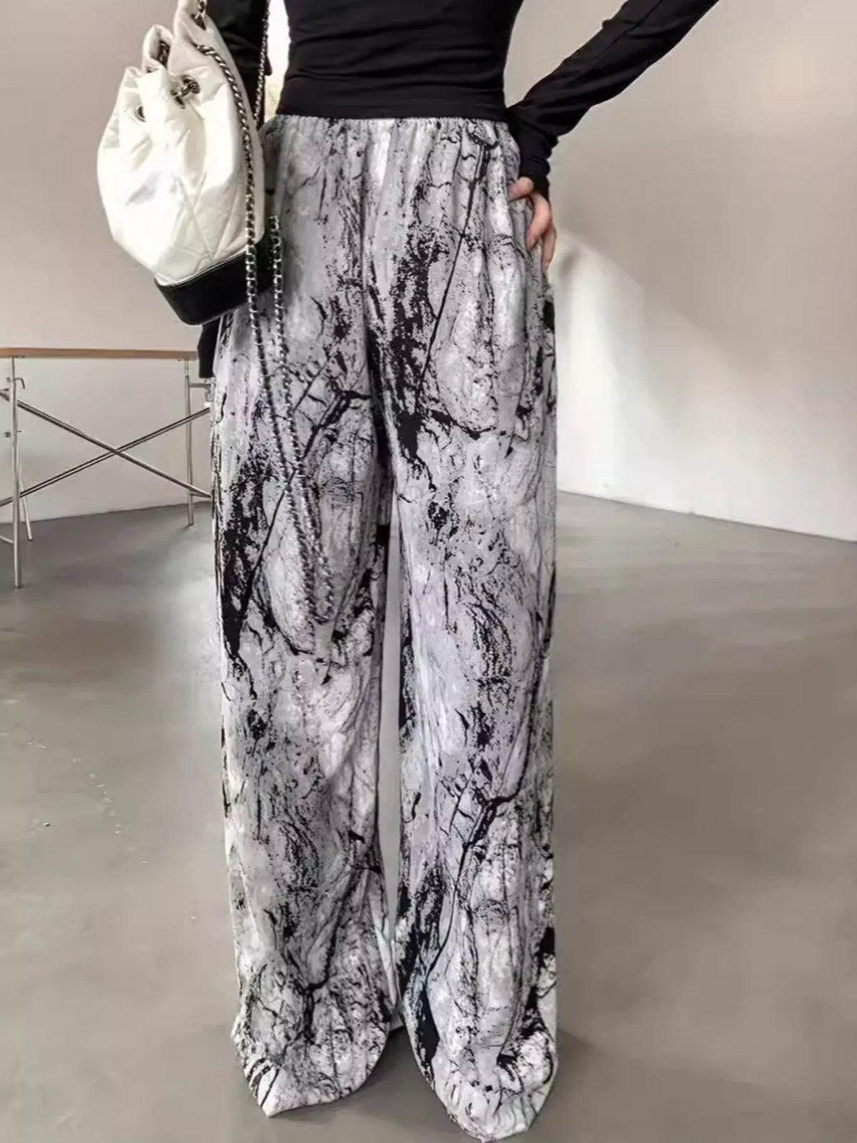 Abstract Print Wide Leg Pants