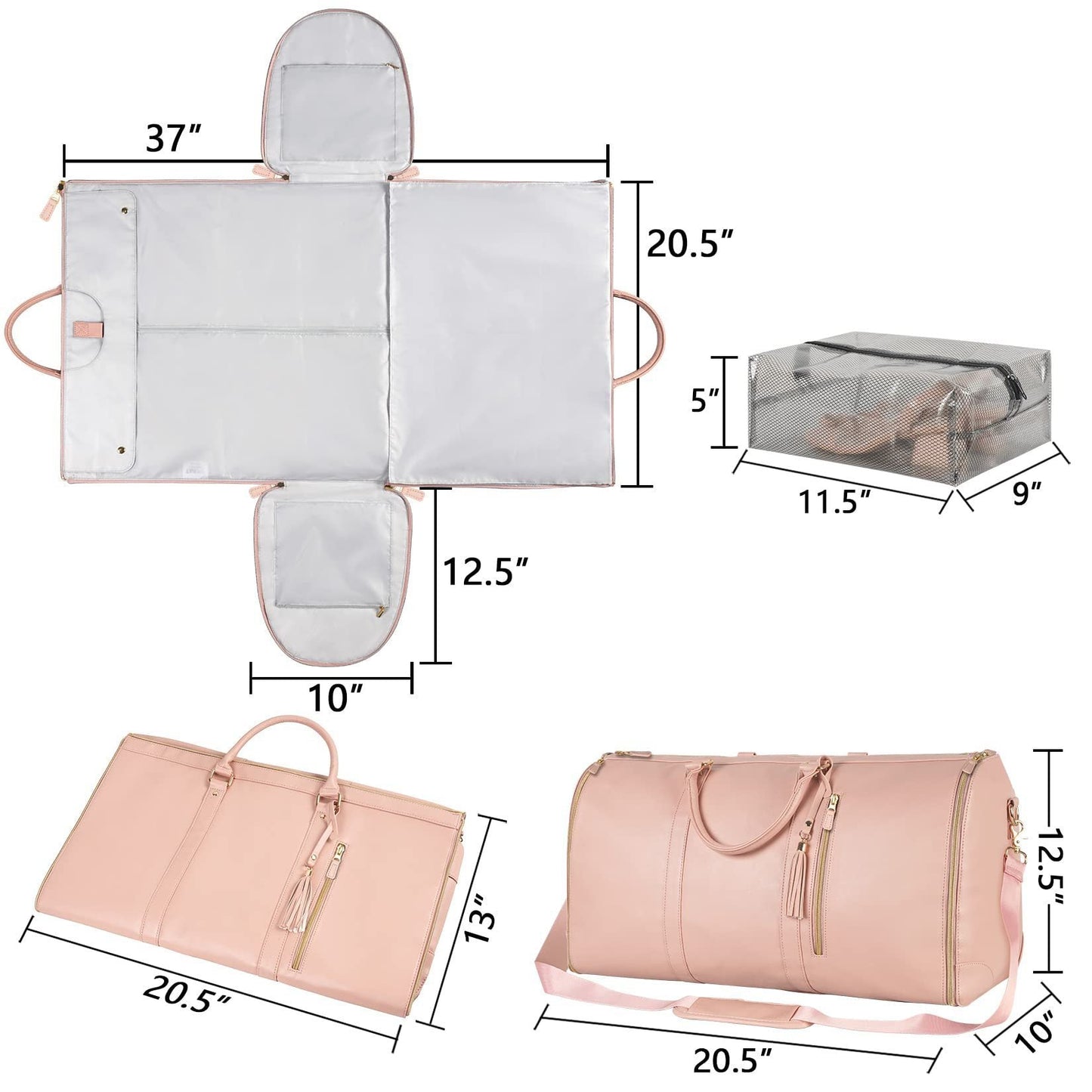 Women's Large Capacity Travel Duffle and Garment Bag Handbag