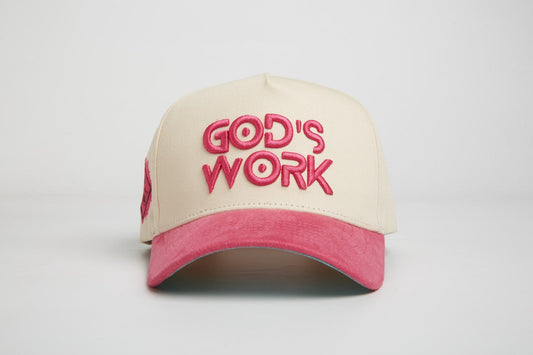 God’s Work - Gorra Snapback de Ante Rosa Chicle y Verde Azulado de la Serie Signature