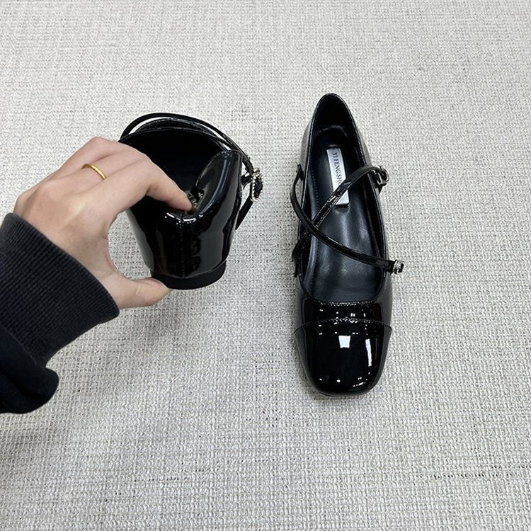 Comfy All Day Hidden Platform French Mary Jane Flats For Women, 2026 Spring  Summer Cross Strap Red Dress Shoes To Match Skirts