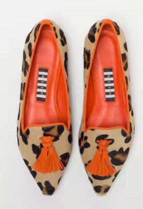 Women's Pointed-Toe Colorblock Tassel Flats