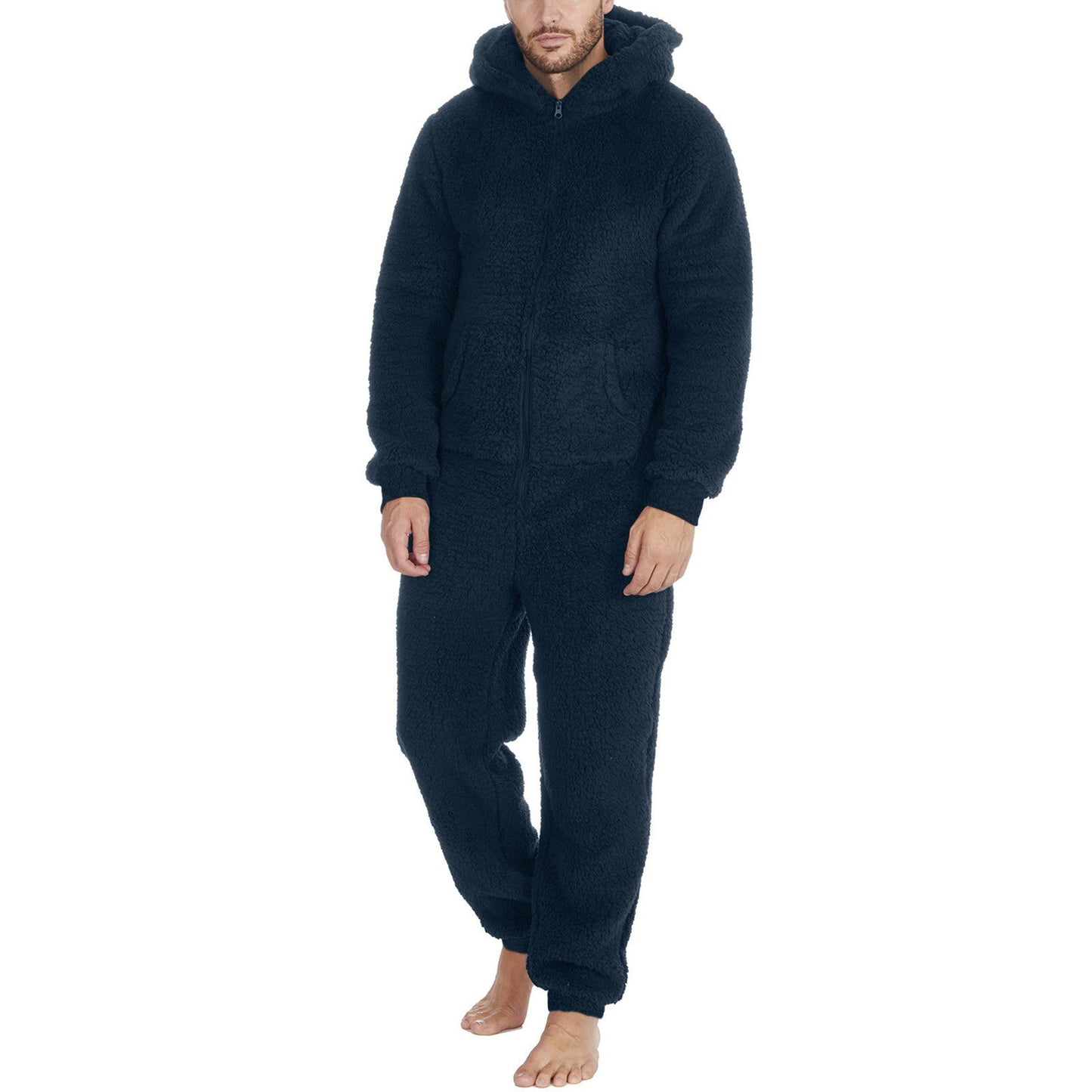 Men's Fashion Zipper Thermal Plush Jumpsuit Pajamas