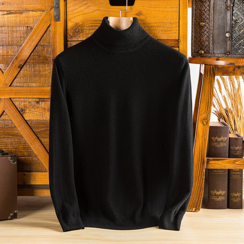 Mens Warm Turtleneck Knit Sweater For Layering