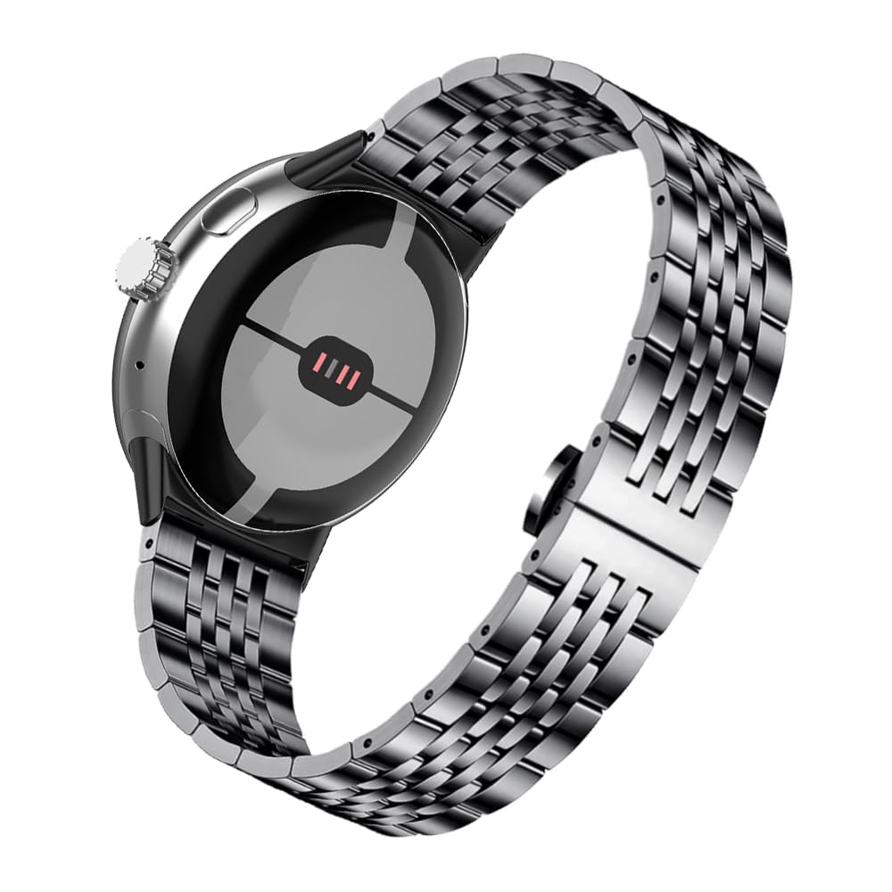 Solid Stainless Steel Mesh Watch band Compatible with Google Pixel Watch 3 45mm/41mm Watch BandsAdjustable Metal Wristband Replacement Strap for Pixel Watch 2 1 Watch (Black for Pixel Watch 3 45mm)