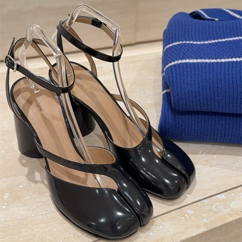 Split-Toe Block Heel Pumps