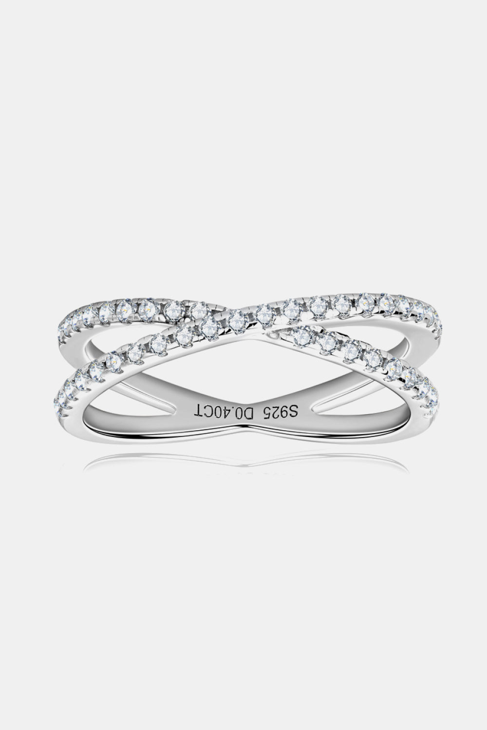 Anillo Moissanita Plata de Ley 925 Entrecruzado