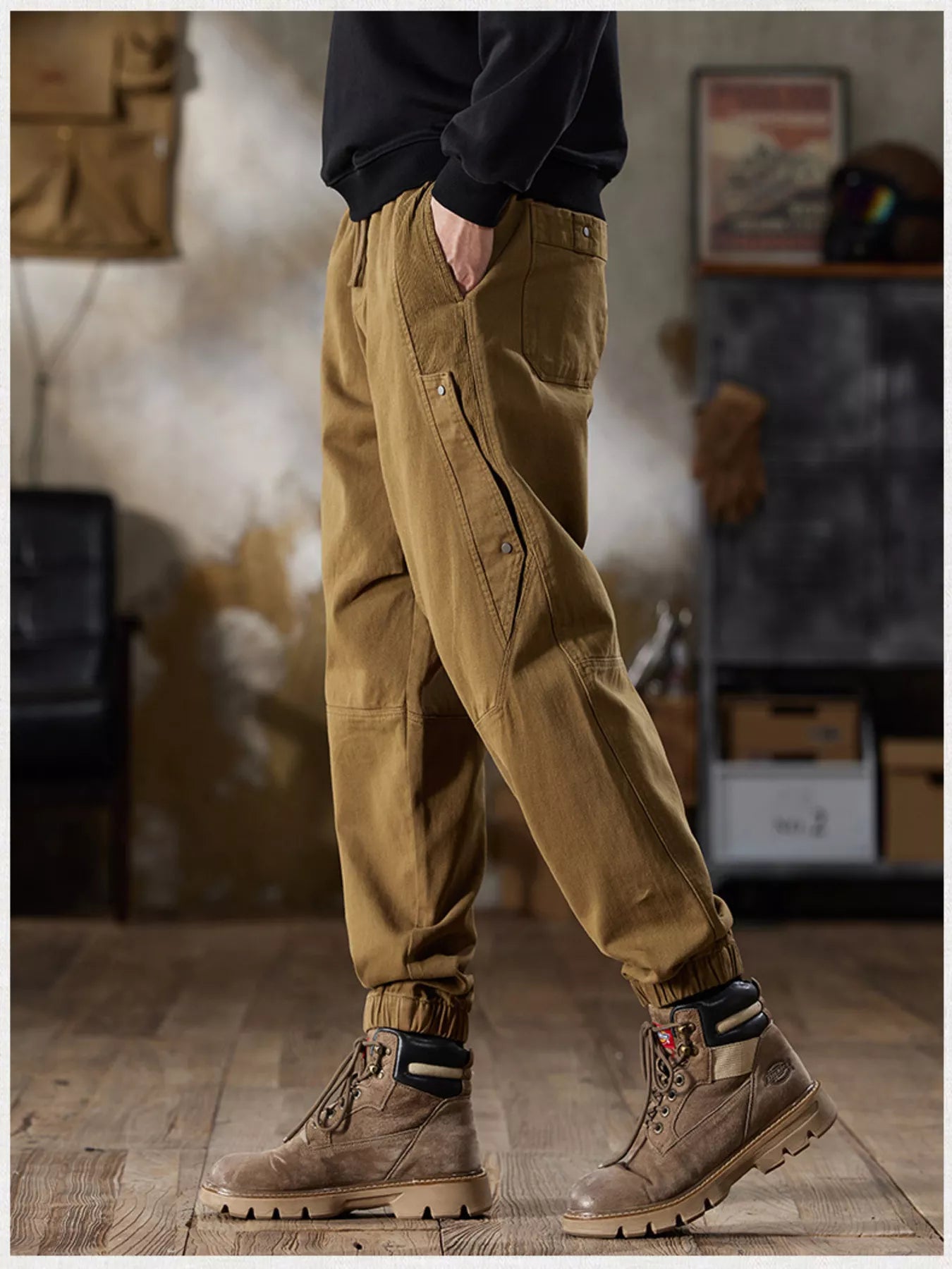 Pantalón Jogger Cargo Casual con Cordón Tallas Grandes para Hombre