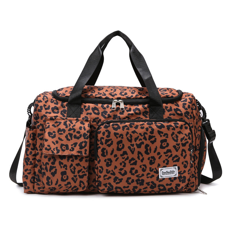 Leopard Print Large Capacity Travel Shoulder Bag Zebra Print Retro
