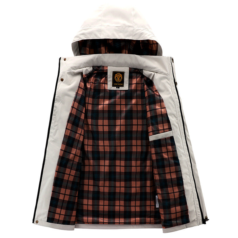 Chaqueta cortavientos informal de moda para hombre, chaqueta con capucha, impermeable, para exteriores, de caparazón blando, abrigo de invierno, ropa abrigada y gruesa