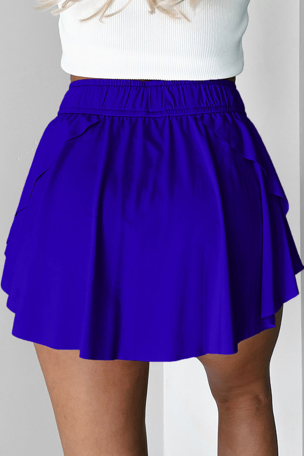Falda pantalón de tenis forrada con cordón, cintura alta, azul oscuro
