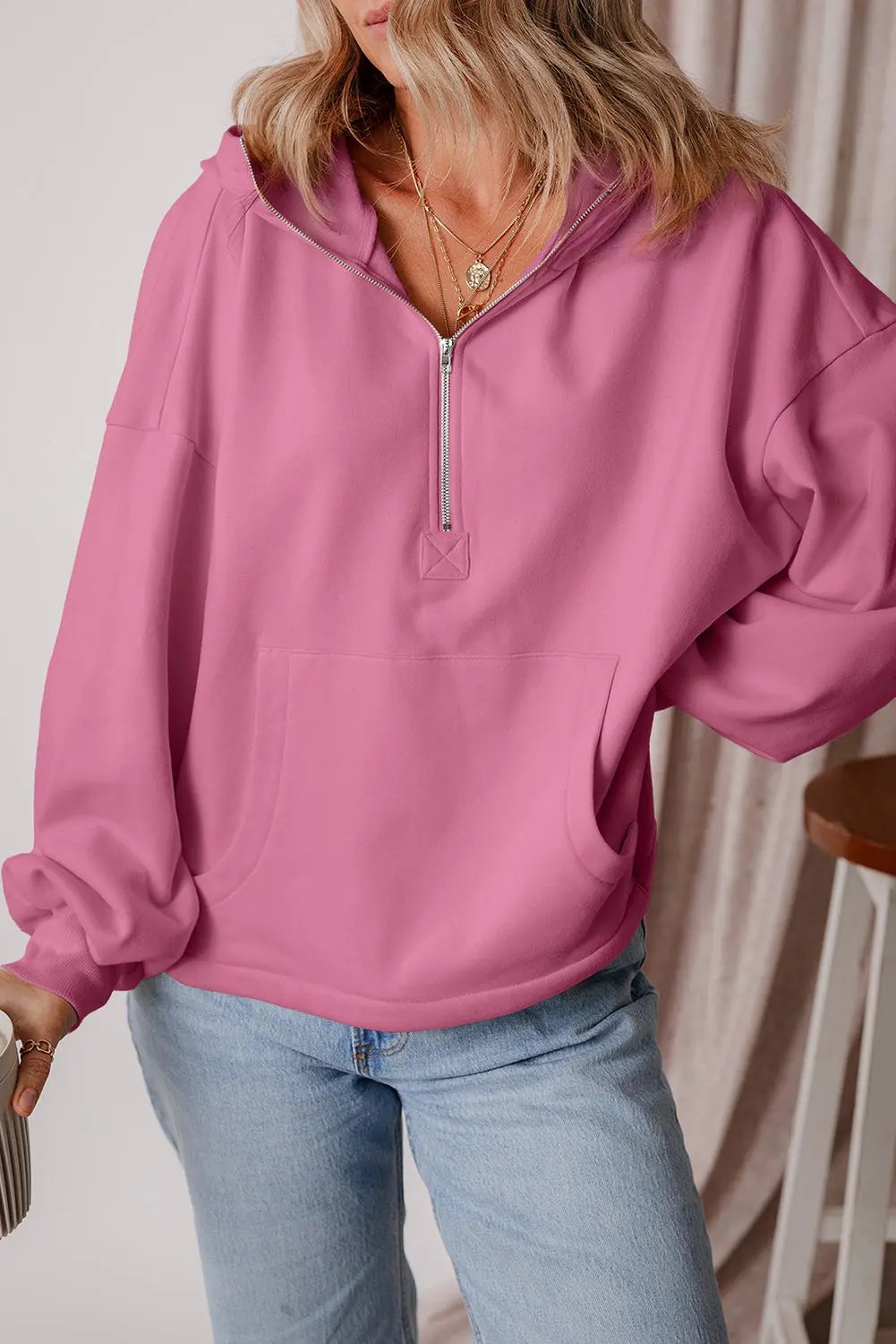 Women's Hoodie - Half Zip Fleece - Cozy Daily Pullover