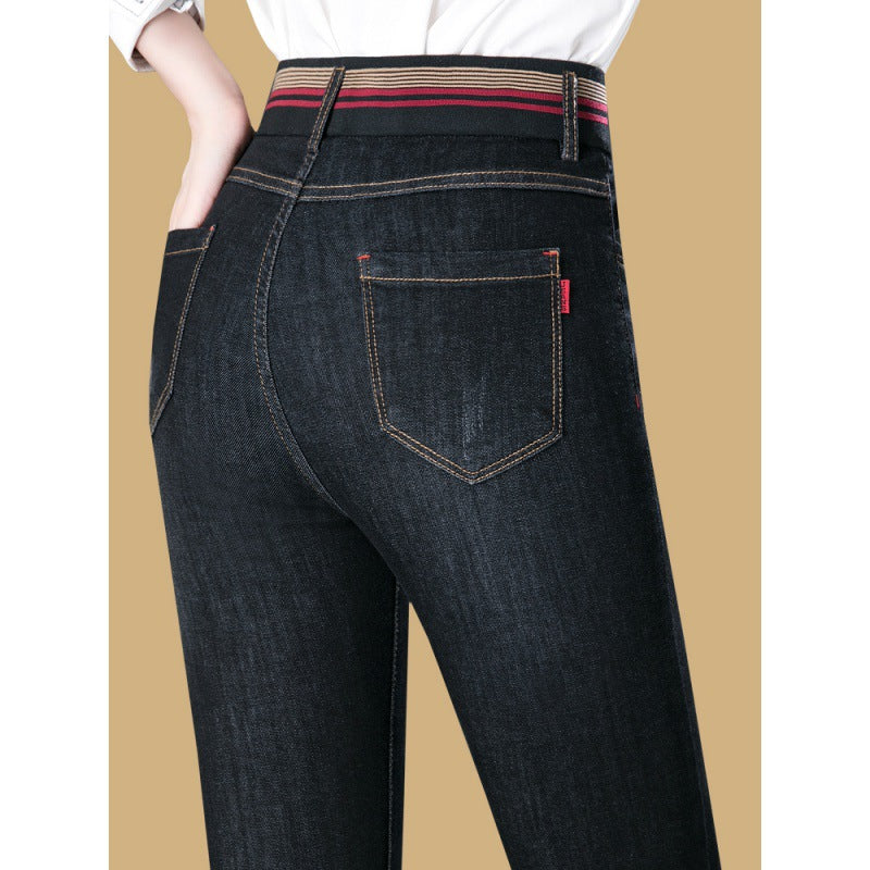 Elastic Waist Autumn And Winter Plus Velvet Padded Jeans