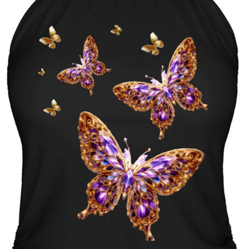 Women's Gold & Purple Butterfly Tankini Swimwear Set (Made in USA)