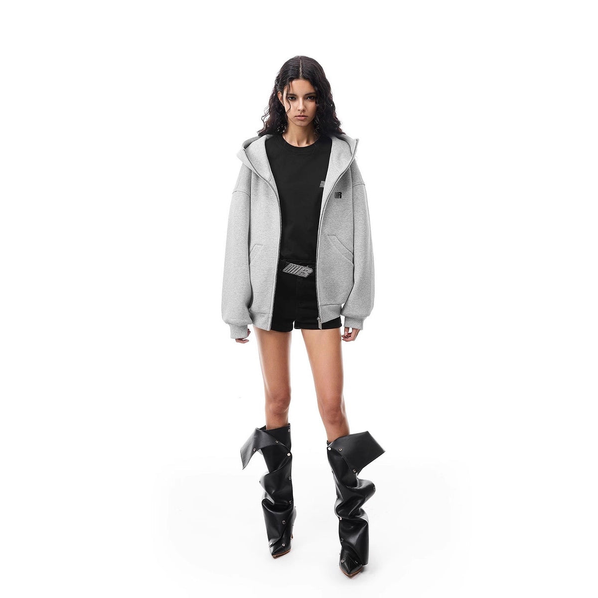 Heavyweight High-neck Air-layer Hooded Sweatshirt