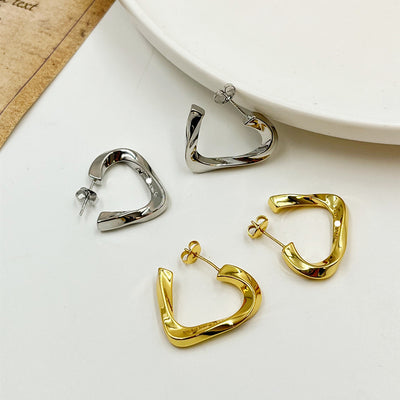 Triangle Earrings S925 Twisted Geometric Lines