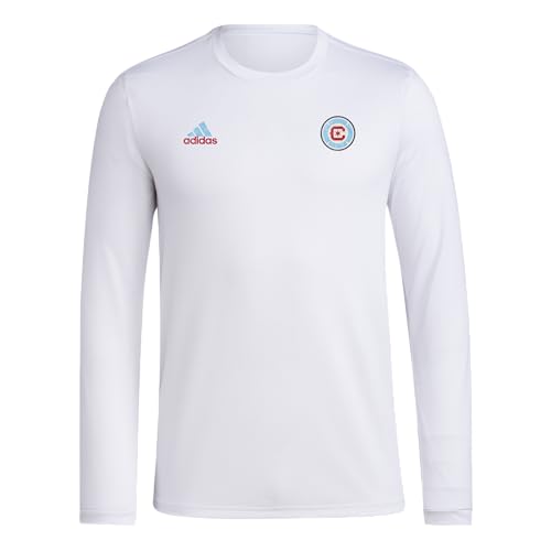 adidas Mens Long Sleeve Pre-Game T-Shirt White/Chicago Fire XX-Large