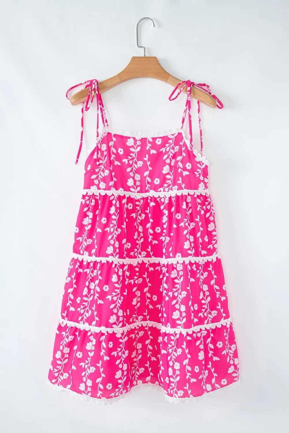 Women's Mini Dress Mini Dress - Floral Tie Shoulder - A-Line Vacation Style