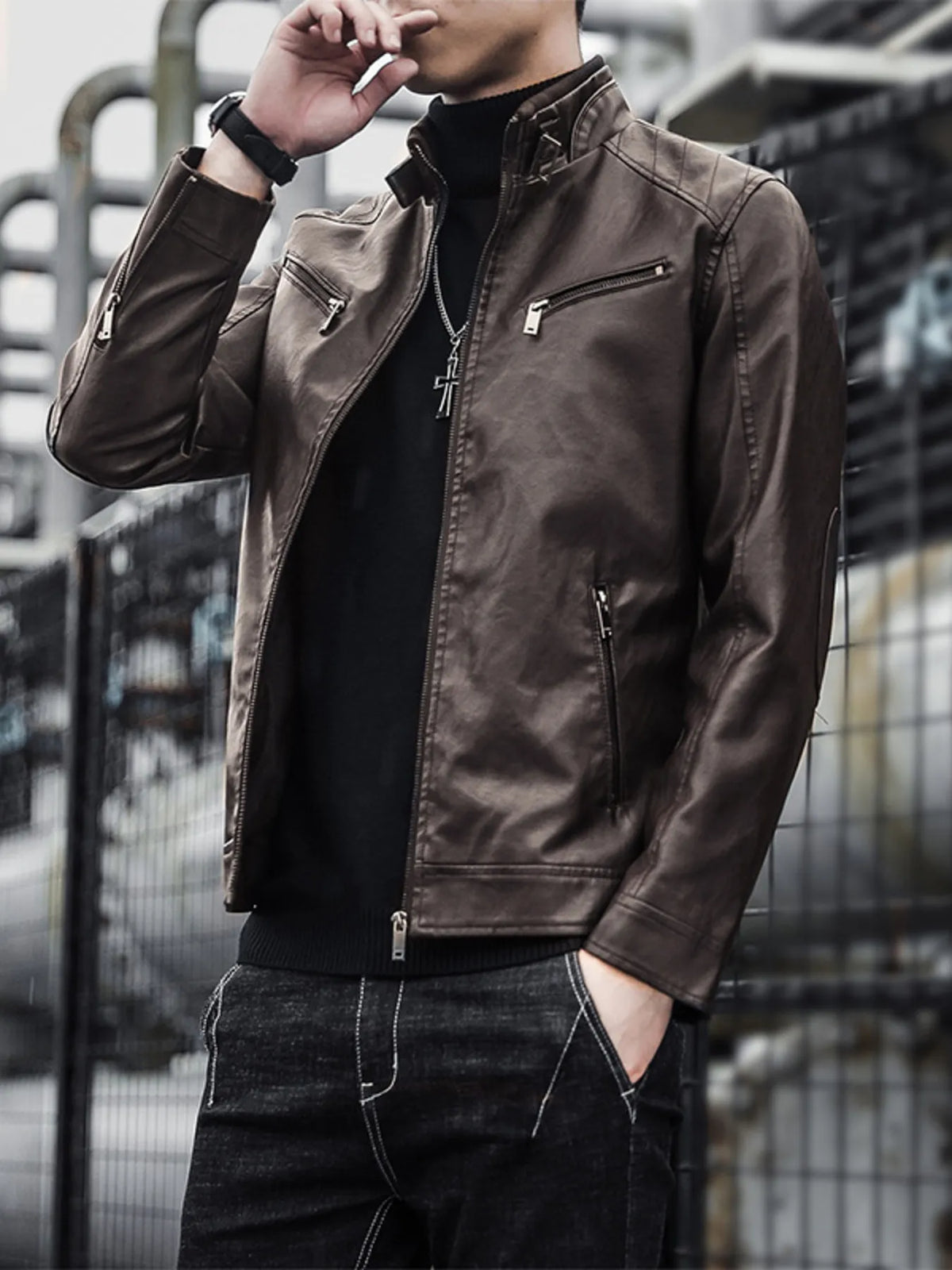 Men's Plus Size Zip Up Long Sleeve Jacket