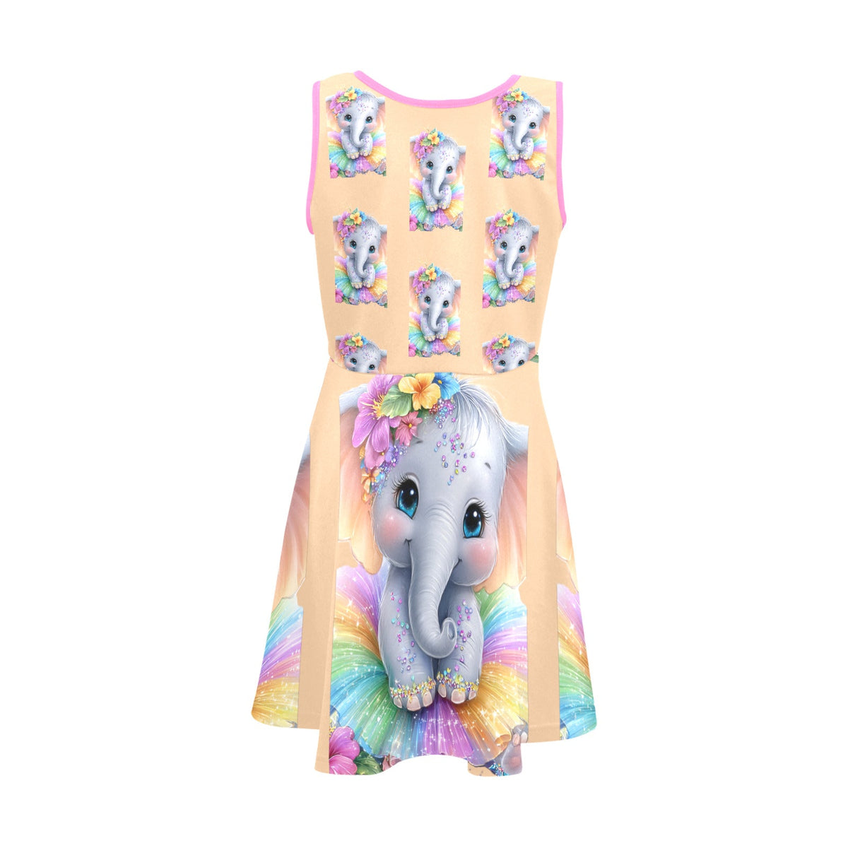 Girl's Cute Baby Elephant Sleeveless Sundress
