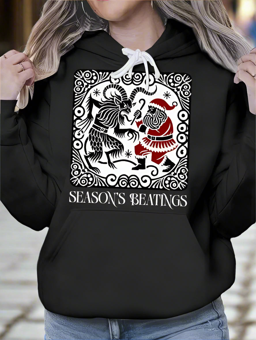 Sudadera con capucha de Krampus contra Santa para mujer