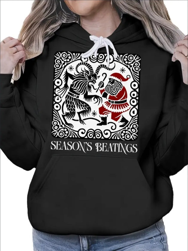 Sudadera con capucha de Krampus contra Santa para mujer