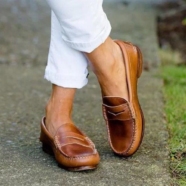 Women's Casual Brushed Retro Flat Platforms