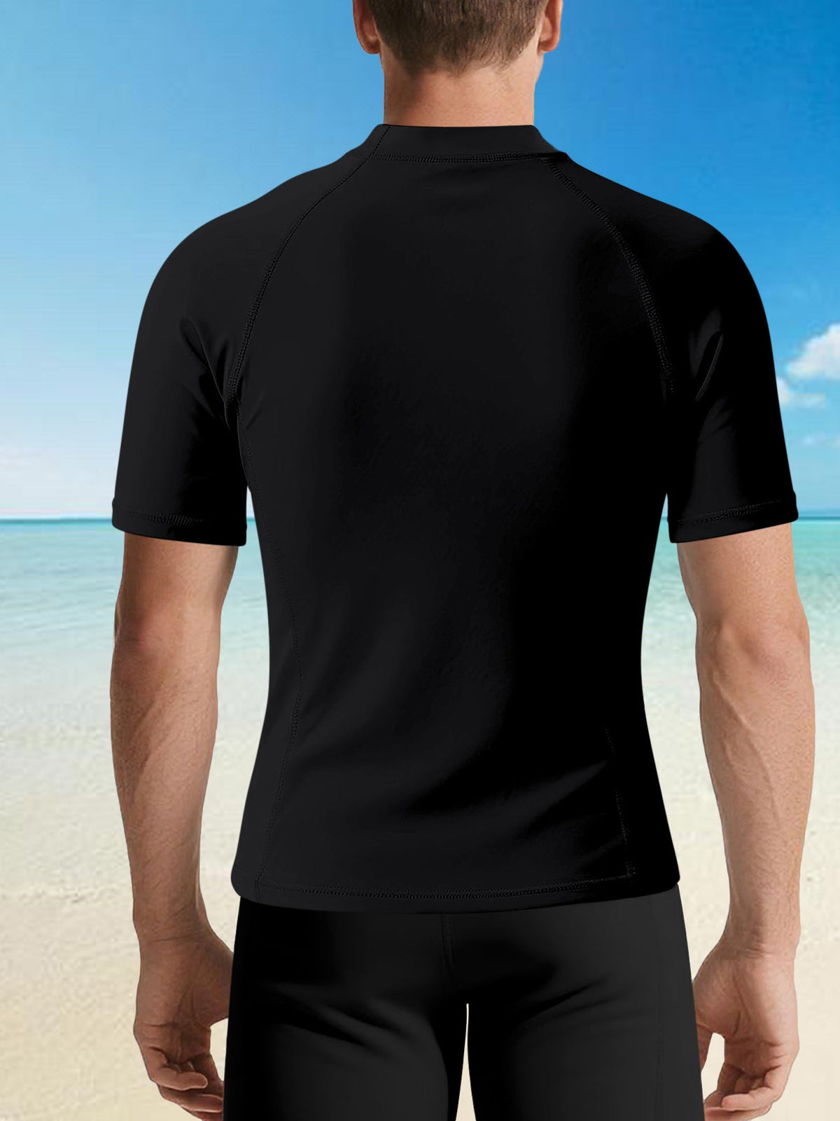 Ethereal Wolf in the Moonlight Men's Short-Sleeve Surfing Top (Front Printing)