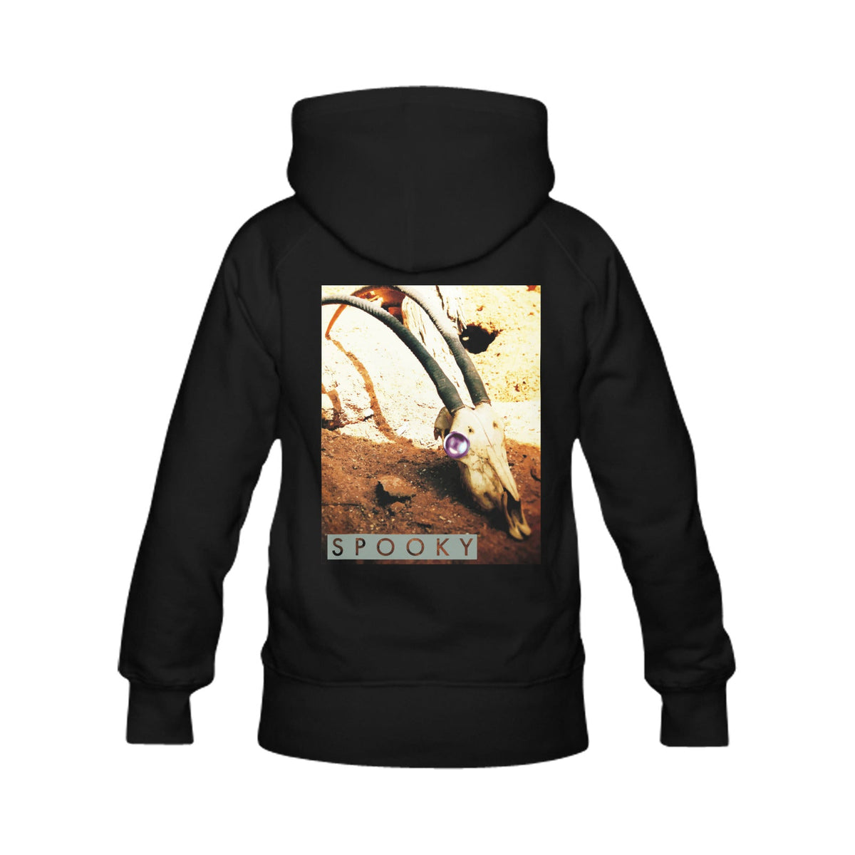 Spooky Skull Custom Men's Classic Hoodie with Printing on Back (Made in USA)