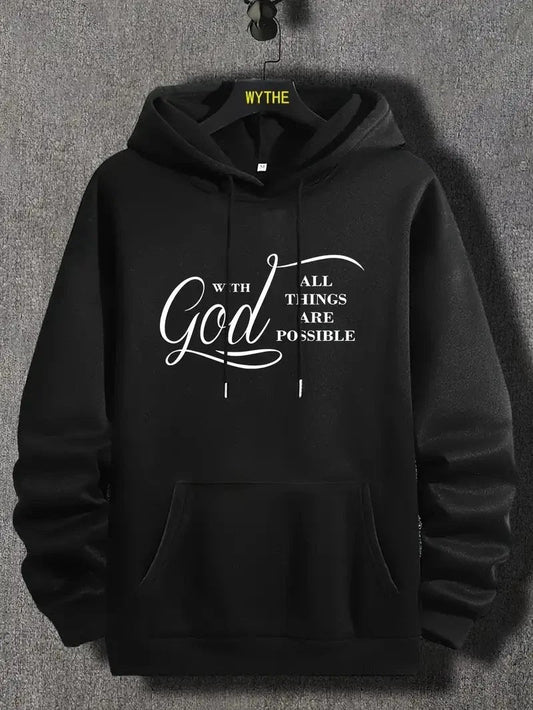 Sudadera con capucha para hombre "Con Dios todo es posible"