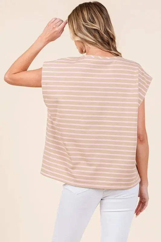 Muscle Tee - Lime Chili Striped - Women's Casual Top