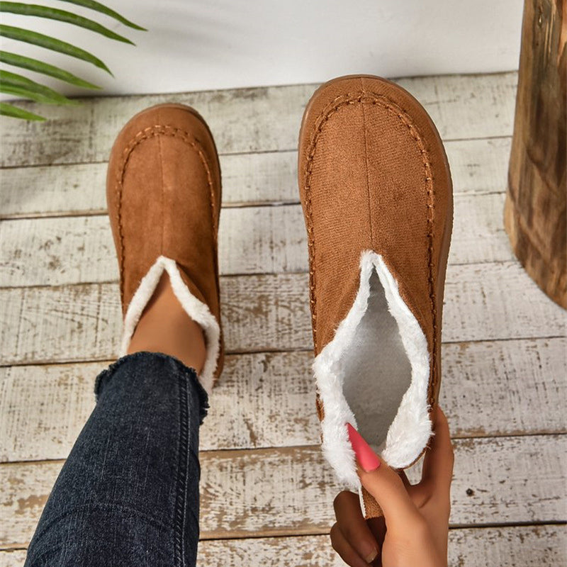 Women's V-Cut Plush Ankle Boots