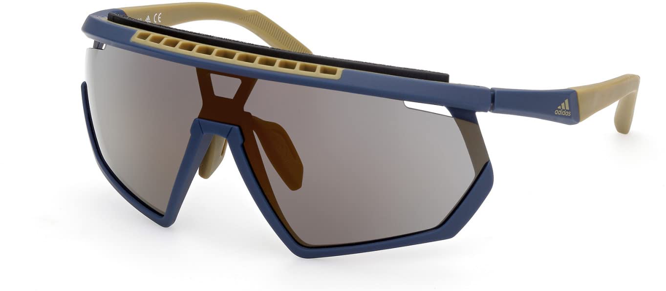 adidas SP0029H 92G 99MM Blue/other/Brown Mirror Shield Sunglasses for Men + BUNDLE With Designer iWear Kit
