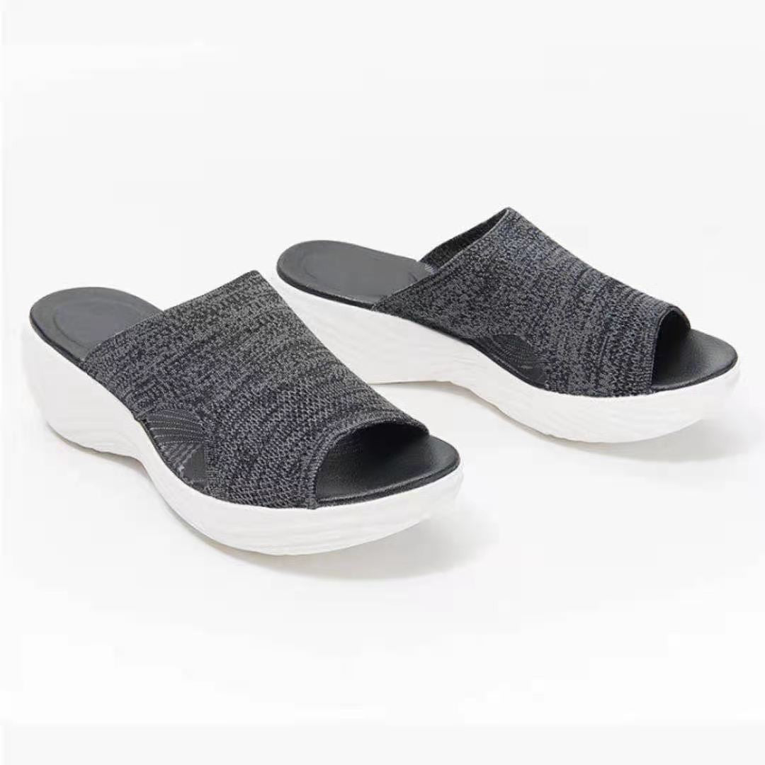 Women's Flat Bottom Fish Mouth Mesh Slippers