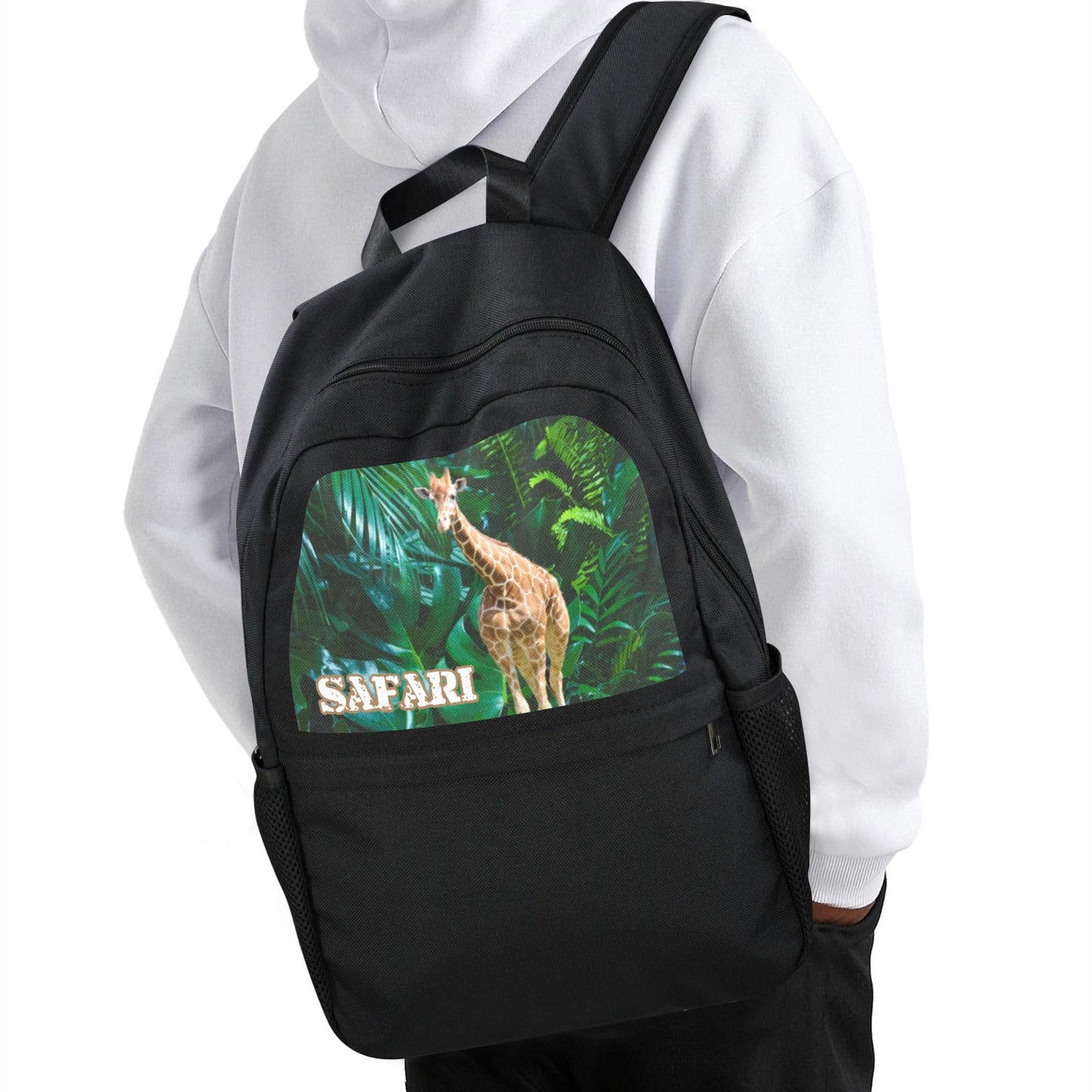Giraffe on Safari Casual School Backpack | Upper Part Printing